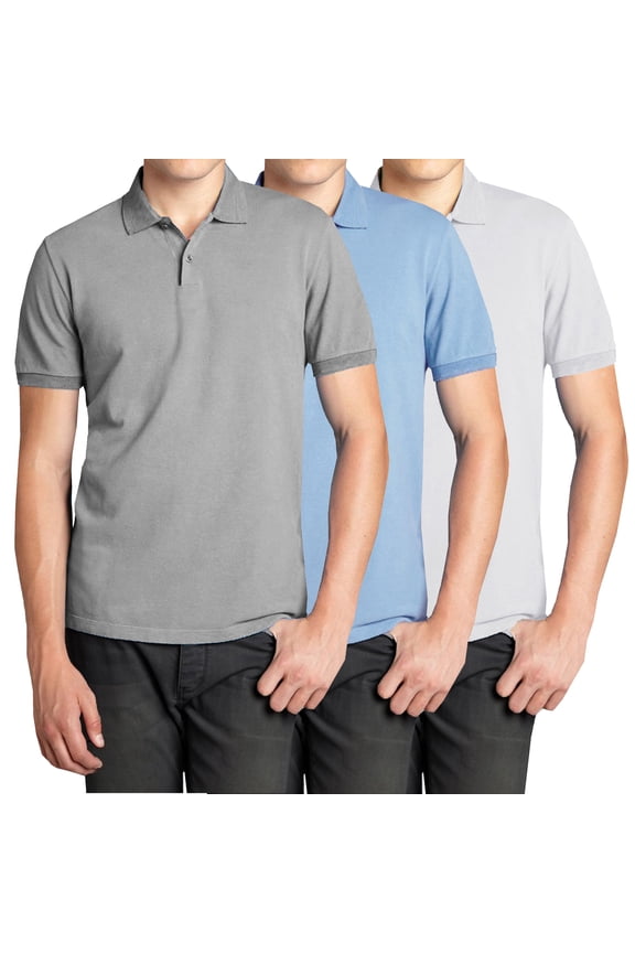 Men’s 3-Pack Short Sleeve Pique Polo Shirt – Modern-Fit Casual & Golf Shirt (Sizes: S-3XL)