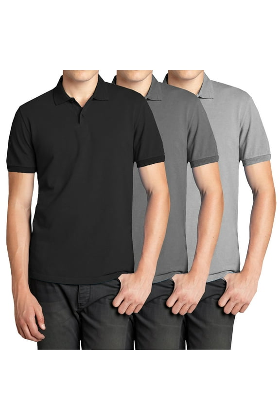 Men’s 3-Pack Short Sleeve Pique Polo Shirt – Modern-Fit Casual & Golf Shirt (Sizes: S-3XL)