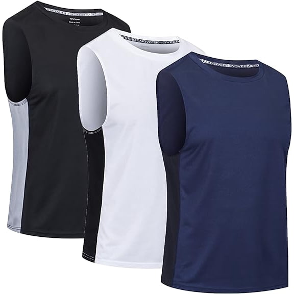 Men's 3 Pack Sleeveless T-Shirts Vest Top for Men Quick Dry Muscle Gym Tank Top Breathable Training Bodybuilding Vest