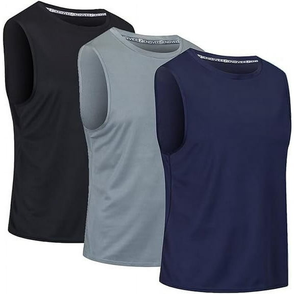 Men's 3 Pack Sleeveless T-Shirts Vest Top for Men Quick Dry Muscle Gym Tank Top Breathable Training Bodybuilding Vest
