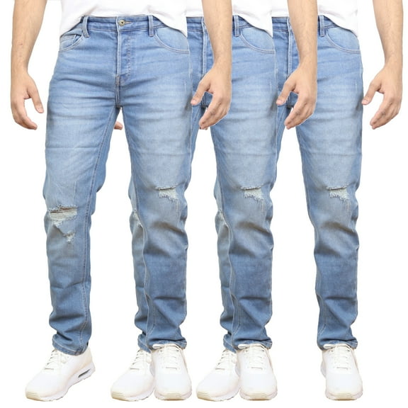 Men's 3-Pack Stretch Ripped Jeans - Denim Look with Flexibility & Comfort (Sizes: 30-42)