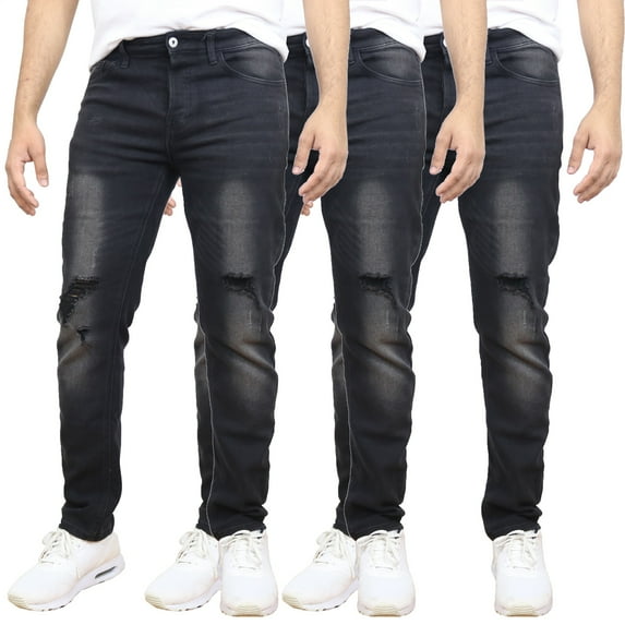 Men's 3-Pack Stretch Ripped Jeans - Denim Look with Flexibility & Comfort (Sizes: 30-42)