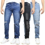 GALAXY BY HARVIC Men's 3-Pack Stretch Ripped Jeans - Denim Look with Flexibility & Comfort (Sizes: 30-42)