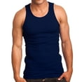 thumbnail image 1 of Men’s 3 Pack Tank Top A Shirt–100% Cotton Ribbed Undershirt Tee–Assorted & Sleeveless (Navy, Small), 1 of 1