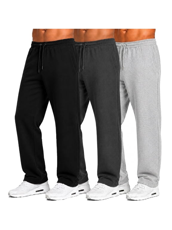 Men's 3-Pack Tech Fleece Open Bottom Sweatpants (S-3XL)