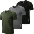 thumbnail image 1 of Men's 3 Pack Workout Shirts Dry Fit Moisture Wicking Short Sleeve Mesh Athletic T-Shirts Lightweight Athletic, 1 of 6