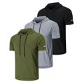 thumbnail image 1 of Men's 3 Pack Workout Shirts Dry Fit Moisture Wicking Short Sleeve Mesh Athletic T-Shirts with Hoods, 1 of 8