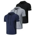 thumbnail image 1 of Men's 3 Pack Workout Shirts Dry Fit Moisture Wicking Short Sleeve Mesh Athletic T-Shirts with Hoods, 1 of 8