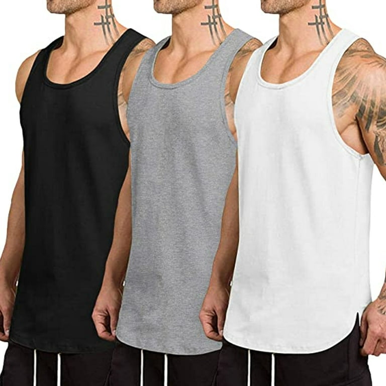 Men's 3 Pack Workout Tank Tops Sleeveless Gym Shirts Bodybuilding