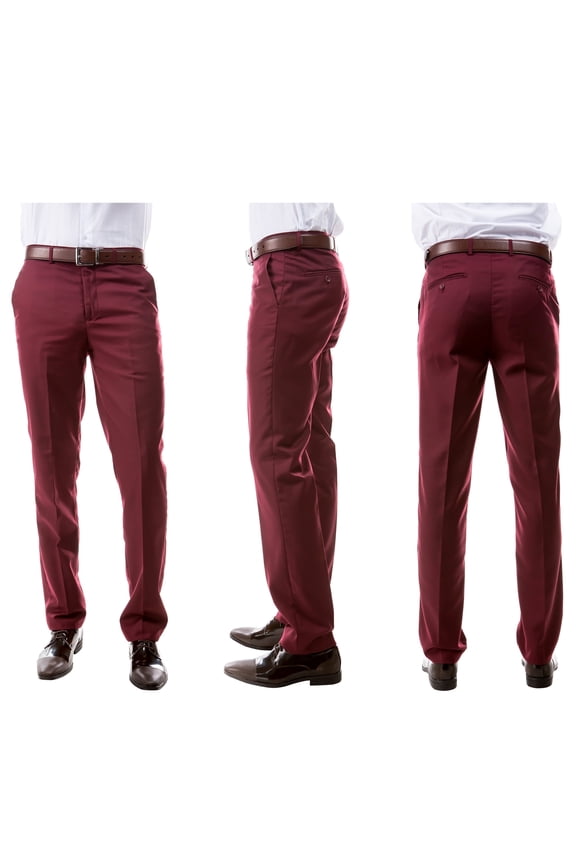 Men's 3-Pack of Burgundy Dress Pants by Azzuro