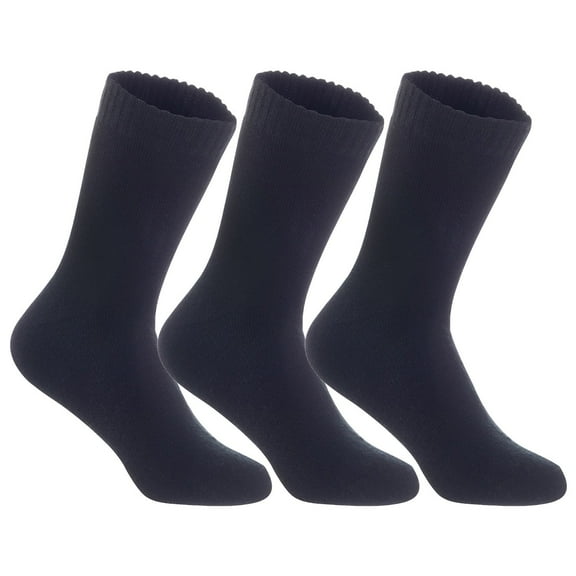 Men's 3 Pairs High Performance Wool Crew Socks, Moisture Wicking, Perfect for Athletic Biking on Winter & Cold Weather LK0602 Size 6-9 Black