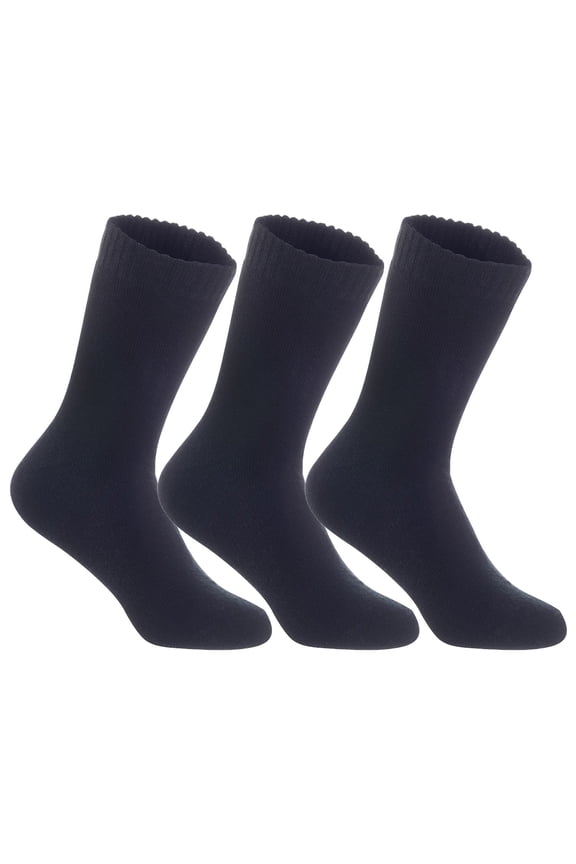 Men's 3 Pairs High Performance Wool Crew Socks, Moisture Wicking, Perfect for Athletic Biking on Winter & Cold Weather LK0602 Size 6-9 Black