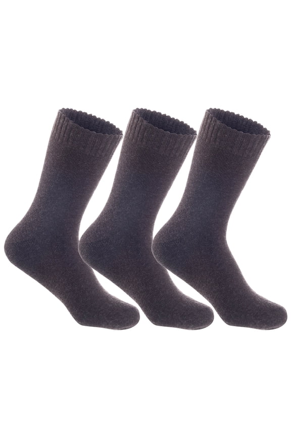Men's 3 Pairs High Performance Wool Crew Socks, Moisture Wicking, Perfect for Athletic Biking on Winter & Cold Weather LK0602 Size 6-9 Coffee
