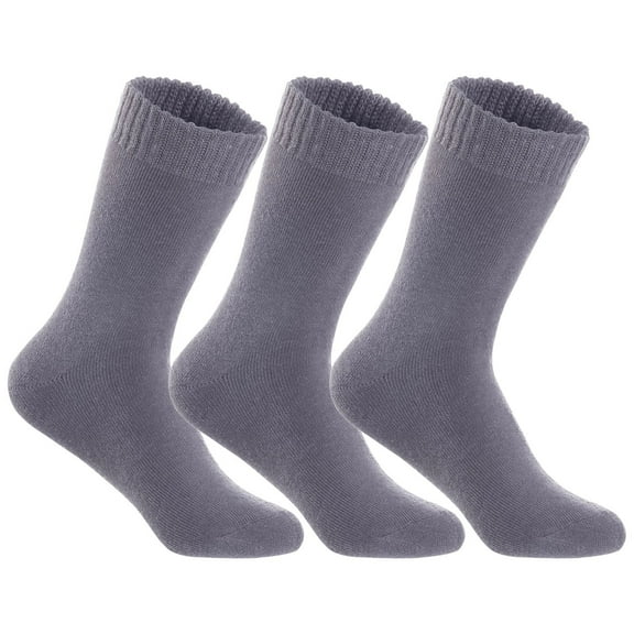 Men's 3 Pairs High Performance Wool Crew Socks, Moisture Wicking, Perfect for Athletic Biking on Winter & Cold Weather LK0602 Size 6-9 Grey