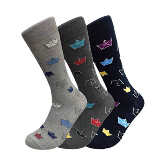 Men's 3 Pairs Truly Beautiful Comfortable Durable Soft Novelty Socks LNVT012-3P One Size(Assorted)