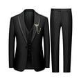 thumbnail image 1 of Men's 3 Pcs Suit One Button Blazer Jacket Vest Pants Set Slim Fit Business Tuxedo Suit Color Black Size M, 1 of 2