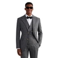 thumbnail image 1 of Men's 3 Piece Check pattern Suit - Two Button Business Wedding Prom Tuxedo (Jacket+Vest+Pants), 1 of 7