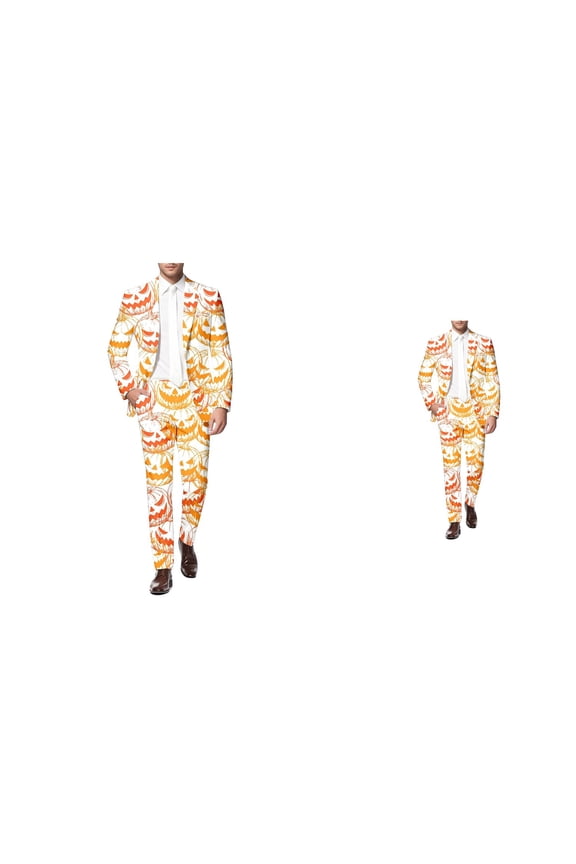 Men's 3-Piece Dark Gothic Gentleman with Bloodstain Detail, Halloween Classic Movie Outfit Blazer, Trousers & Bow Tie for Scary Formal Attire Party Theme Events (S-2XL)