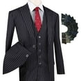 thumbnail image 1 of Men's 3-Piece Men's Gangster Stripes Single Breasted Suit w/1 Pair of Socks - Black 36S, 1 of 3