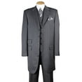 thumbnail image 1 of Men's 3 Piece Poly Striped Suit 5 Button 37" Length Jacket w/ Vest, 1 of 1