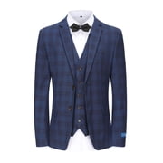 Mens 3-Piece Slim Fit Check Suit