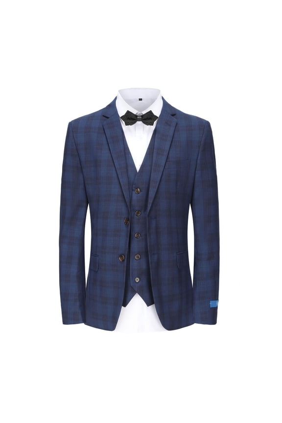Men's 3-Piece Slim Fit Check Suit