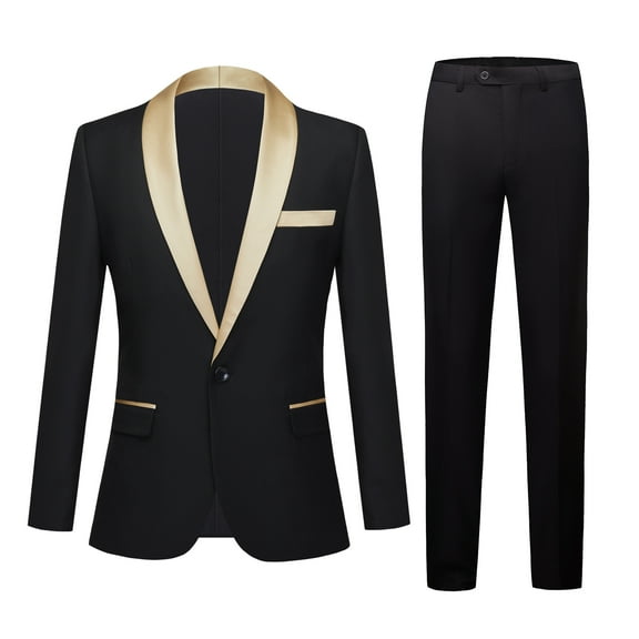 Men's 3-Piece Slim-Fit Solid-Colored Peaked Lapel Tuxedo Jacket Blazer for Party, Prom and Wedding-Khaki