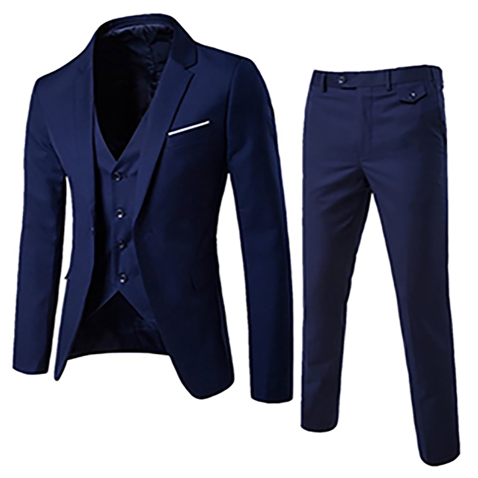 スーツ yonfa suits jacket & pants set (navy) S Men's 3 Piece Slim Fit Suit Set, One Button Solid Formal Business