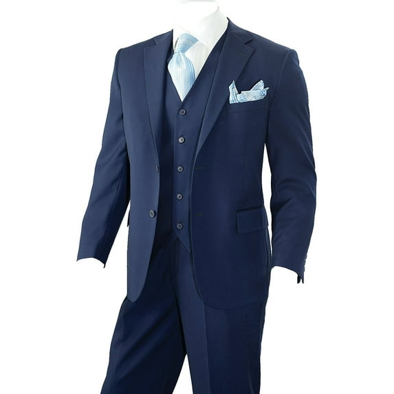Men's 3 Piece Solid 2 Button Regular Fit Suit