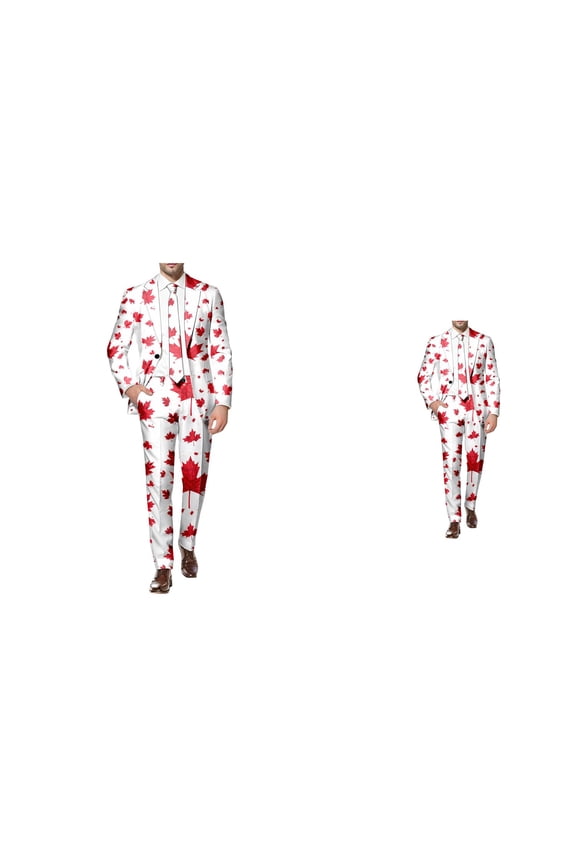 Men's 3-Piece Suit Ensemble Outdoor Events Parties Tailored Fit Leaf Decoration Versatile Elastic Comfort One Button Slim Single Blazer Vest Pants Set