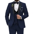thumbnail image 1 of Men's 3 Piece Suit One Button Slim Fit Formal Wedding Prom Navy Blue Tuxedo Suits Blazer Pants XS, 1 of 9
