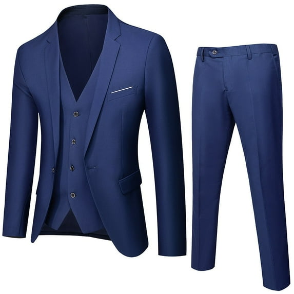 Men's 3-Piece Suit Set, Jacket Pants and Vest, Business Formal Wear For Wedding Party Office and Special Occasions,Dark Gray,S
