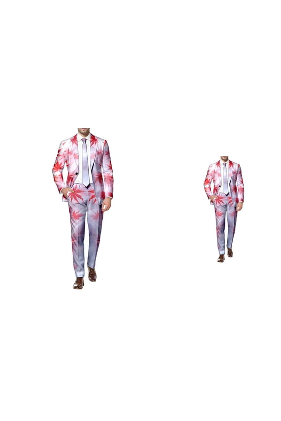 Men's 3-Piece Tuxedo Suit Set Floral Pattern Blazer Waistcoat Pants Slim Fit Stylish Versatile Tailored Suit for Wedding Party Outdoor Vacation Gathering All Seasons