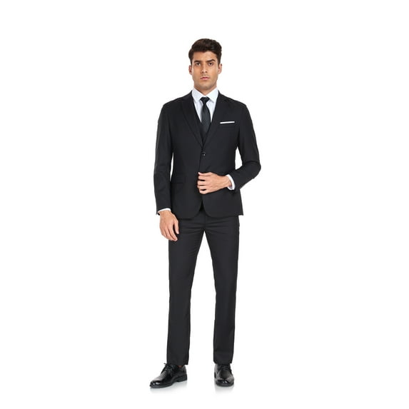 Men's 3 Pieces Suit Elegant Solid Two Button Slim Fit Single Breasted Party Blazer Vest Pants Set