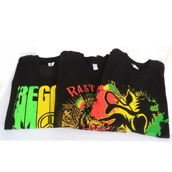 Men's 3 Pk Reggae Rastafari Lion of Judah Peace T-Shirts Tees 100% Cotton Size XL