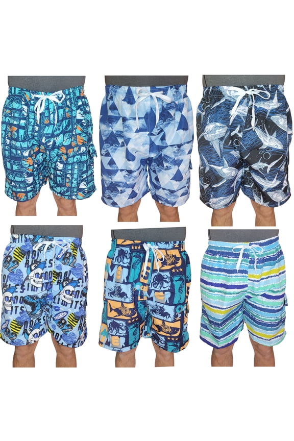 Men's 3 Pockets Cargo Swim Shorts Swimming Trunks Swimwear Suit, Beach Surf Boad Summer Wear