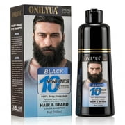 Mens 3 in 1 Black Beard Dye Shampoo, Simpler Color for Mens Beard & Mustaches, Long Lasting Gray Reducing 200 ml