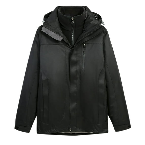 Men's 3-in-1 Ski Jacket Color Block Waterproof Coat Warm Mountain Snow Fleece Lining Jacket for Rain Outdoor Hiking