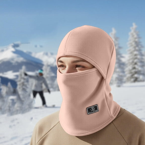 Men's 3-in-1 Winter Balaclava Mask, Fleece Lined Face Cover, Windproof Ski Mask, Thermal Neck Gaiter, Cold Weather Hood, Motorcycle Riding Mask, Outdoor Sports Face Protection - Pink