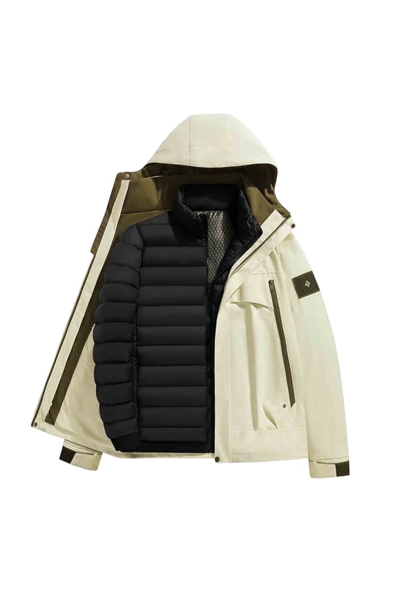 Men's 3-in-1 Winter Coats Snow Ski Jacket Waterproof Windproof Fleece Lined Winter Puffer Coats Jacket Parka