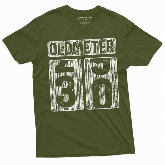 Men's 30th Birthday celebration T-shirt Funny Tee Oldmeter Odometer age humorous gift Tee shirt (Medium Military Green)