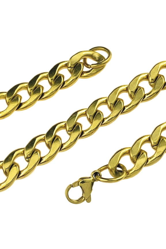 Men's 316L Stainless Steel w/ Gold Finish Cuban Chain 24" inch x 10MM Thick Hip Hop Necklace