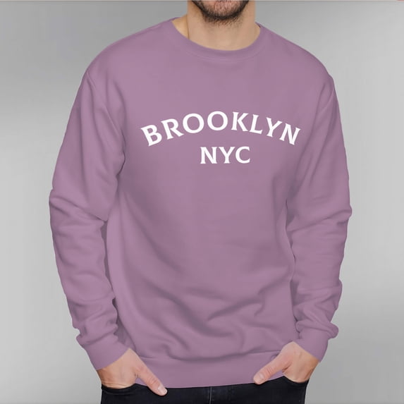 Men's 330g 100% Cotton Brooklyn Nyc Pattern Dropped Shoulder Crew Neck Sweatshirt