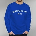 thumbnail image 1 of Men's 330g 100% Cotton Brooklyn Nyc  Pattern Dropped Shoulder Crew Neck Sweatshirt, 1 of 16