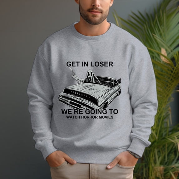 Men's 330g 100% Cotton Car Pattern Dropped Shoulder Crew Neck Sweatshirt