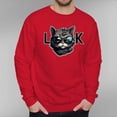 thumbnail image 1 of Men's 330g 100% Cotton Cartoon Cat Pattern Dropped Shoulder Crew Neck Sweatshirt, 1 of 15