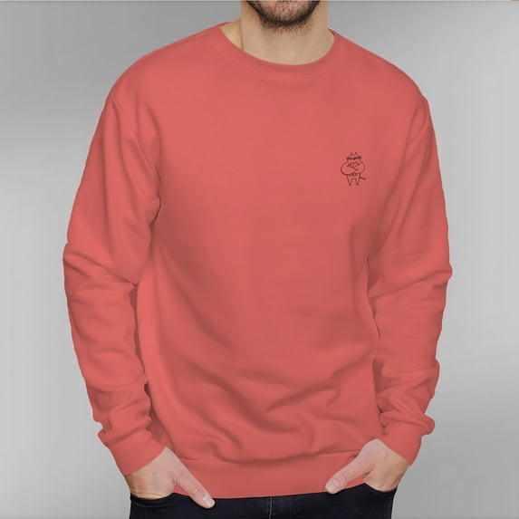 Men's 330g 100% Cotton Dropped Shoulder Crew Neck Sweatshirt-Cat Catches Fish
