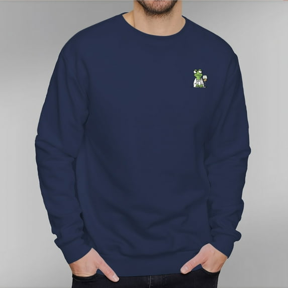 Men's 330g 100% Cotton Dropped Shoulder Crew Neck Sweatshirt-Gentleman Frog