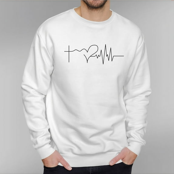 Men's 330g 100% Cotton Dropped Shoulder Crew Neck Sweatshirt-Heartbeat