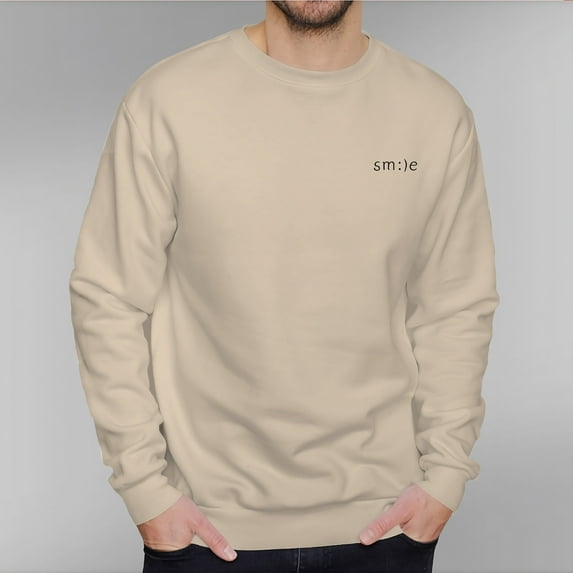 Men's 330g 100% Cotton Dropped Shoulder Crew Neck Sweatshirt-Smile